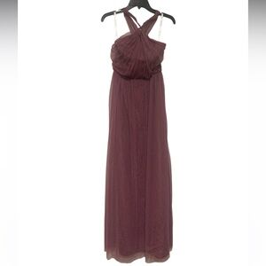 David’s Bridal Purple Maxi Ball Gown Prom Long Dress Halter Zip Back - Size 0